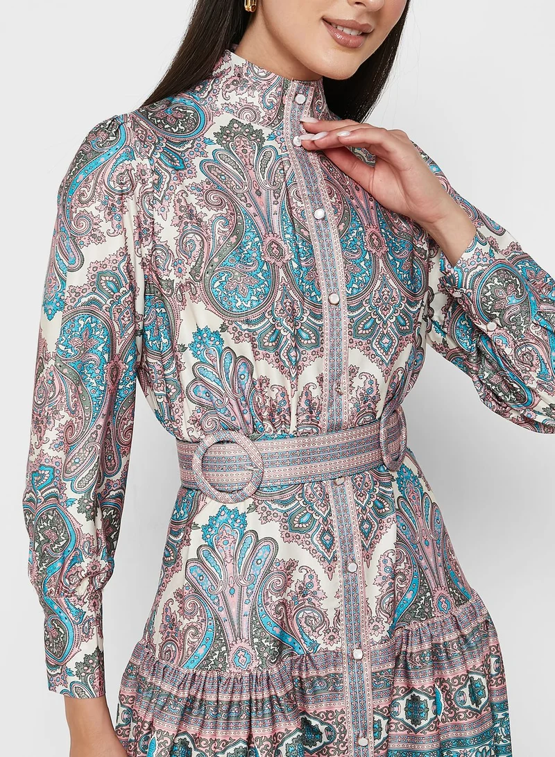 Khizana Paisley Print Midi Dress