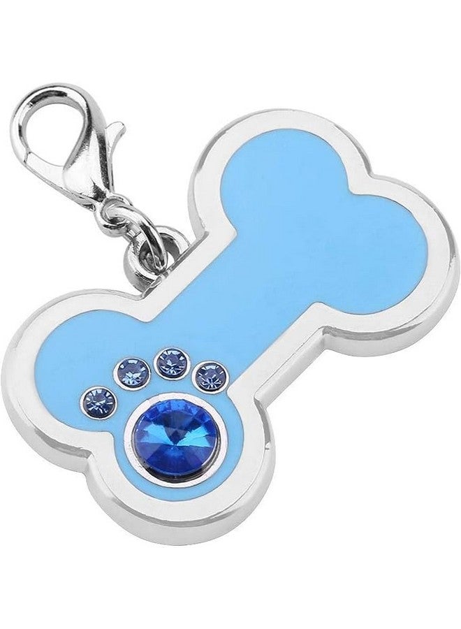 Pet Bone Shape Zinc Alloy Id Tags With Rhinestones, Personalized Beautiful Dog/Cat Neck Charm For Diy Necklace Making | Best Gift For Your Pets (Blue) - Image 4