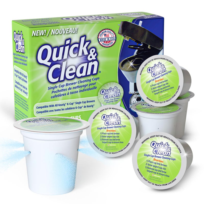 QUICK CLEAN Quick & Clean [6-Pack] Keurig Cleaning Pods - K Cup Cleaner Pod For Keurig - 2.0 Coffee Machine Compatible, Removes Stains, Non-Toxic and Eco-Friendly - Image 1