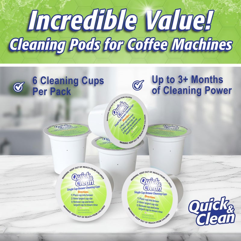 QUICK CLEAN Quick & Clean [6-Pack] Keurig Cleaning Pods - K Cup Cleaner Pod For Keurig - 2.0 Coffee Machine Compatible, Removes Stains, Non-Toxic and Eco-Friendly - Image 4