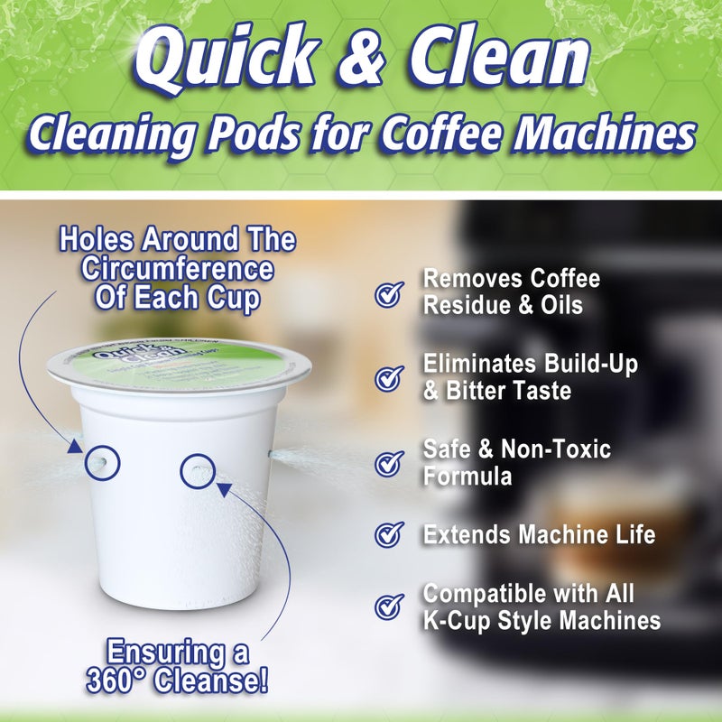 QUICK CLEAN Quick & Clean [6-Pack] Keurig Cleaning Pods - K Cup Cleaner Pod For Keurig - 2.0 Coffee Machine Compatible, Removes Stains, Non-Toxic and Eco-Friendly - Image 3