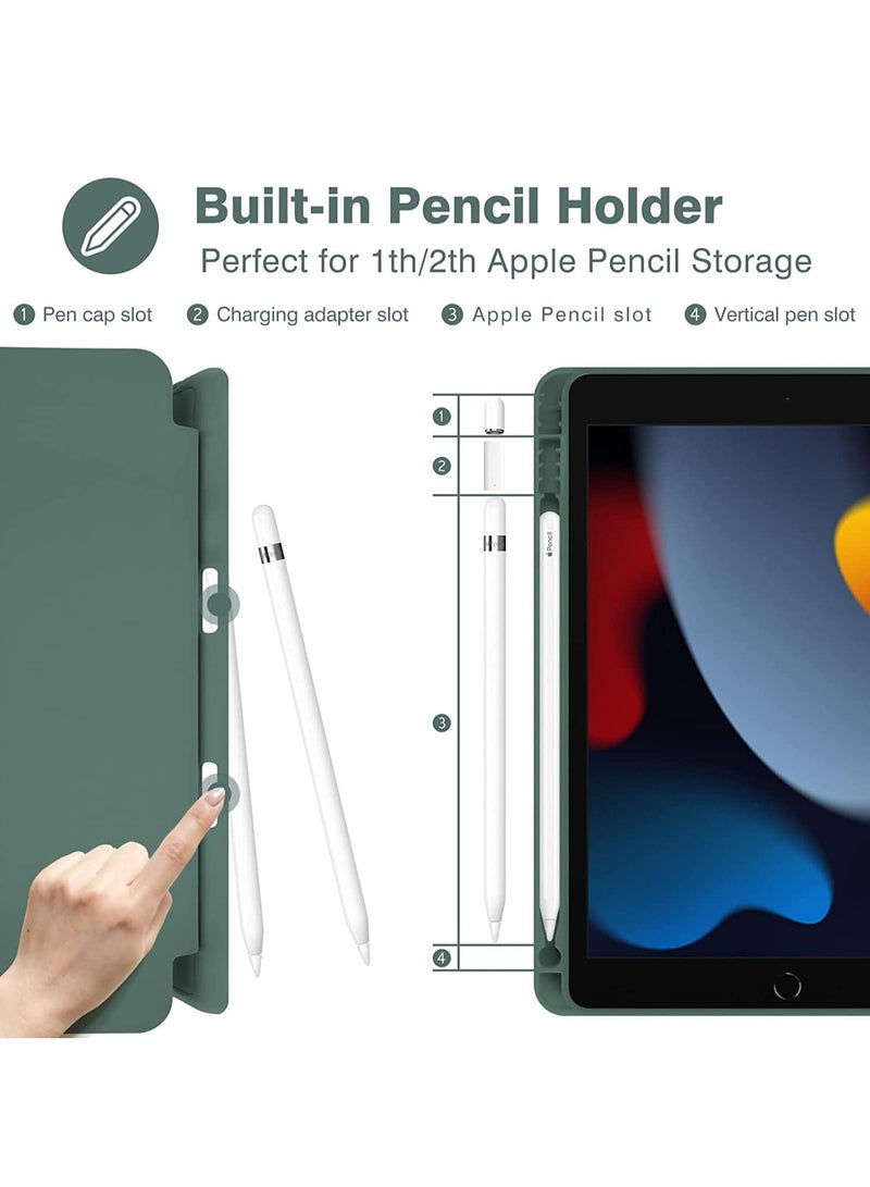 ELTRAZONE iPad 10.2 Case - Compatible with iPad 9th, 8th, and 7th Generation - Auto Wake & Sleep Cover with Pencil Holder (Green) - Image 3
