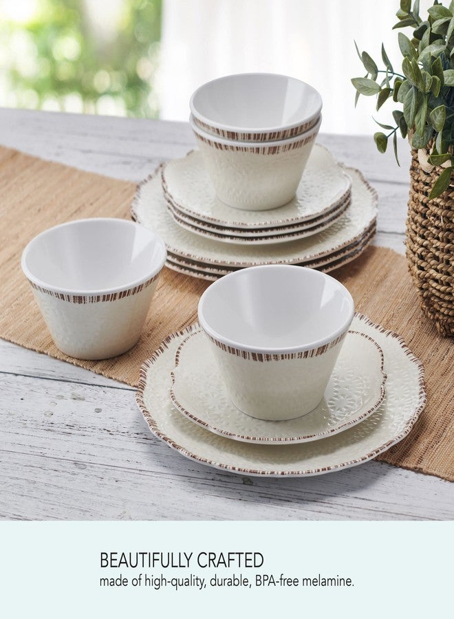 Pfaltzgraff Chateau 12 Piece Outdoor Melamine Dinnerware Set, Service for 4, White - Image 3