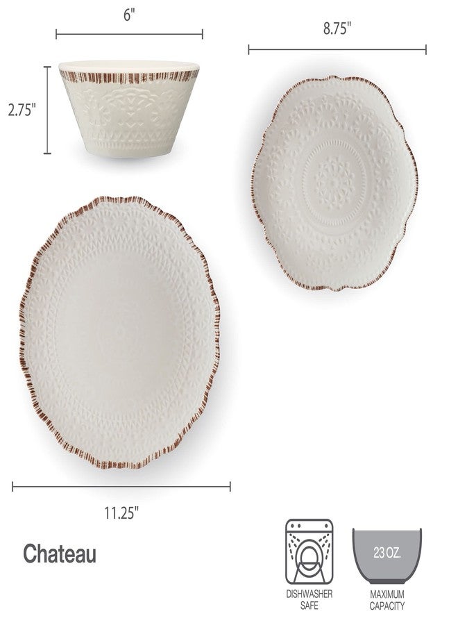 Pfaltzgraff Chateau 12 Piece Outdoor Melamine Dinnerware Set, Service for 4, White - Image 2