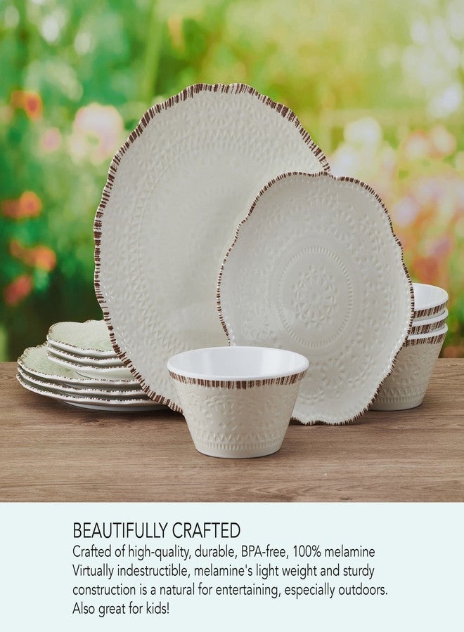 Pfaltzgraff Chateau 12 Piece Outdoor Melamine Dinnerware Set, Service for 4, White - Image 4