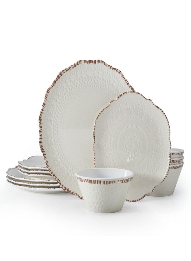 Pfaltzgraff Chateau 12 Piece Outdoor Melamine Dinnerware Set, Service for 4, White - Image 1