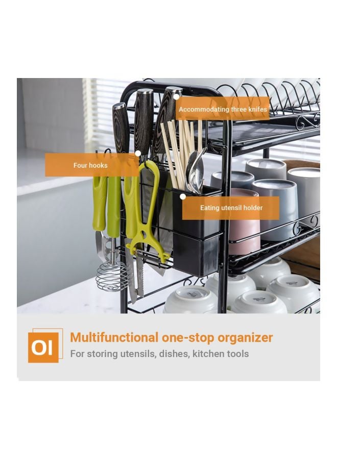 Halamodo Black 2-Tier Dish Drying Rack: 43x14.5x25cm - Image 3