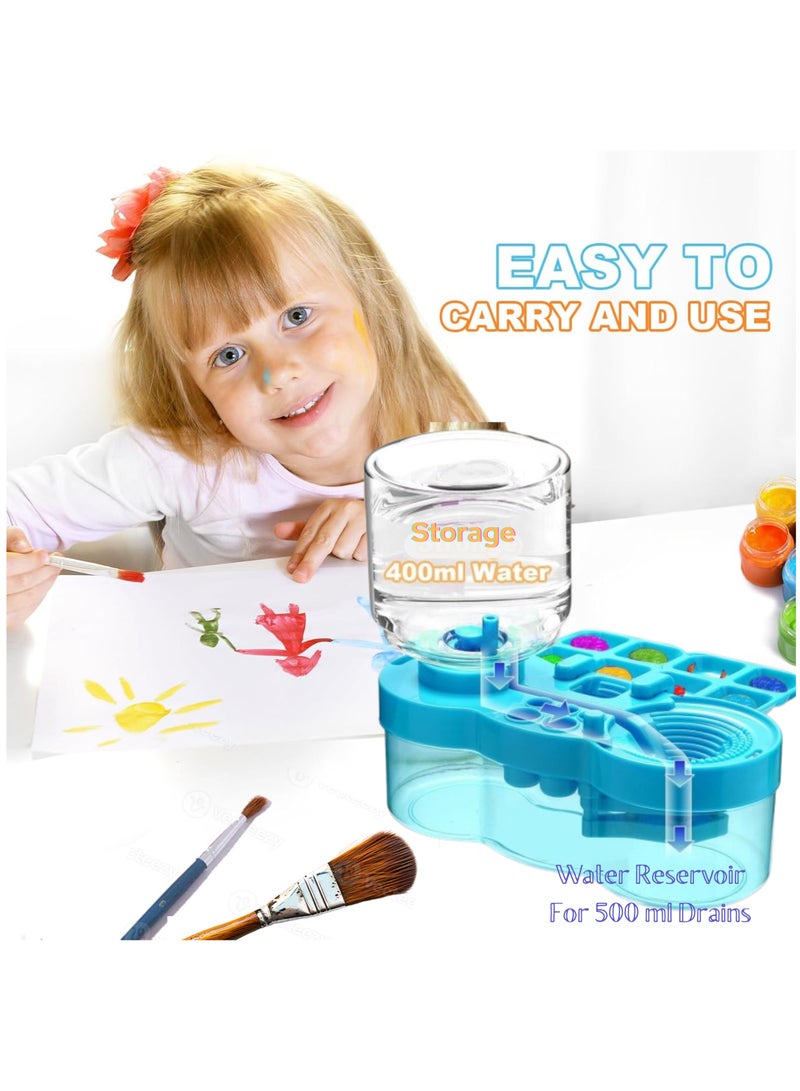 ZISH High Performance Brush Cleaner – Multifunctional Automatic Paint Brush Washer with Water Dispenser, Palette & Brush Holder Perfect for Kids, Beginners & Professional Artists, 2025 Upgraded Model - Image 3