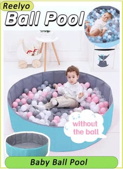 Reelyo Foldable Double Layer Oxford Cloth Kids Ball Pit, Play Ball Pool with Storage Bag (Balls Not Included) Playpen for Baby Toddlers  Baby Ball Pool, Folding Portable Ball Pool, Double Oxford Cloth, Children's Outdoor Indoor Play Pool Blue  - Image 1