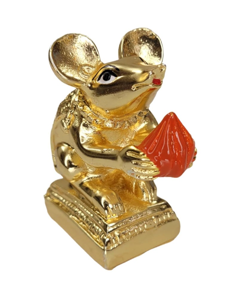ARNAVIRA Gold Plated Mushak Idol for Ganpati Pooja Ganeshji Mooshak Mouse Mushakraj (Gold 2 Pcs) - Image 2