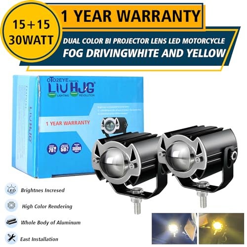 OTO2EYE Power By LIU HJG 1 YEAR WARRANTY 30W Yellow/White Motorcycle Mini Driving Fog Light 15000LM High/Low Beam Motorcycle Spot Light - Image 2