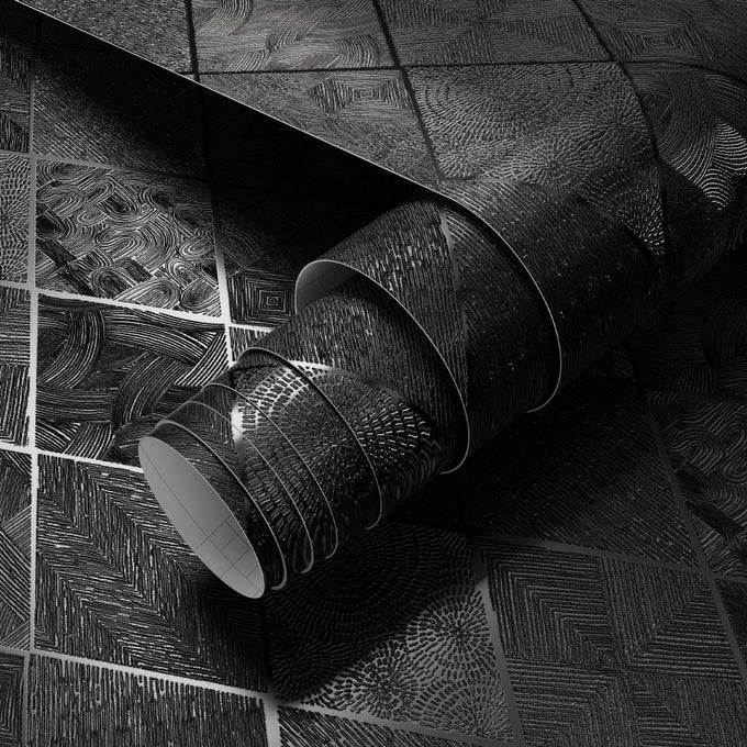 BLACK TEXTURED PEEL AND STICK WALLPAPER 3D EMBOSSED GEOMETRIC LINEAR CONTACT PAPER REMOVABLE WATERPROOF WALL PAPER 173 X 80