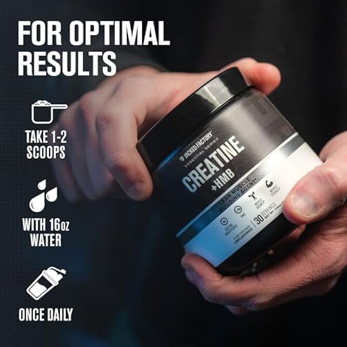 Jacked Factory Creatine HMB Powder Supplement with Creatine Monohydrate & HMB for Men & Women for Muscle Growth, Increased Strength, Enhanced Energy - 30 Servings, Unflavored - Image 5