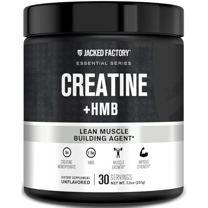Jacked Factory Creatine HMB Powder Supplement with Creatine Monohydrate & HMB for Men & Women for Muscle Growth, Increased Strength, Enhanced Energy - 30 Servings, Unflavored - Image 1