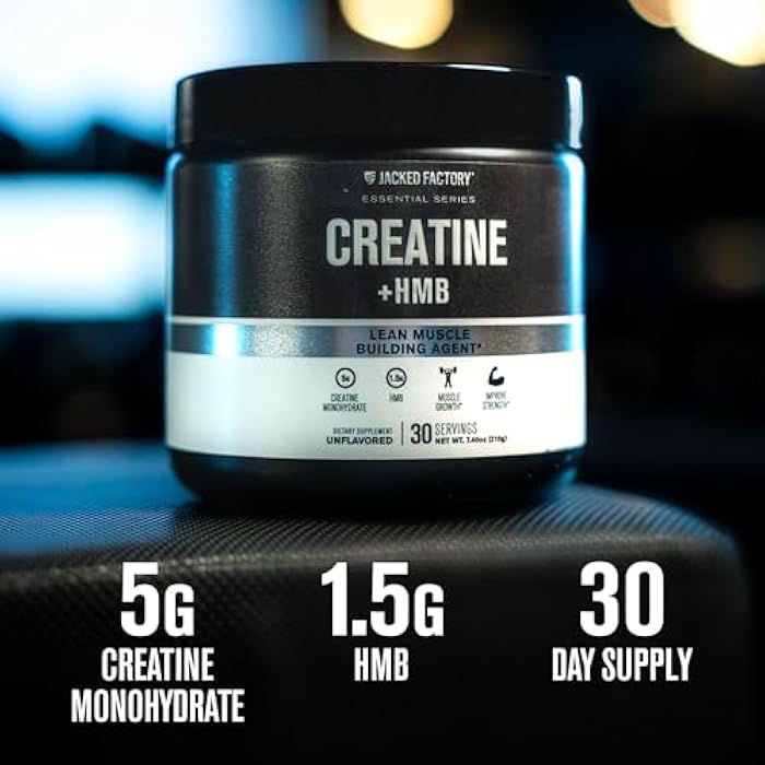 Jacked Factory Creatine HMB Powder Supplement with Creatine Monohydrate & HMB for Men & Women for Muscle Growth, Increased Strength, Enhanced Energy - 30 Servings, Unflavored - Image 4
