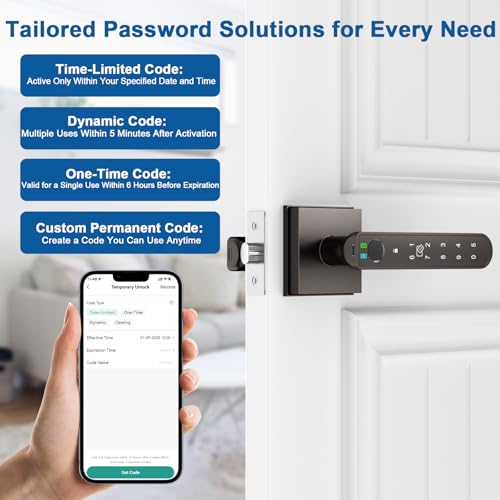 BIWIBON Fingerprint Door Lock, 5 in 1 Finger Print Door Knob with Smart APP/Fingerprint/IC Cards/Password/Backup Keys, Smart Door Knob with Keypad for Bedroom, Office, Apartment, Starry Grey - Image 4
