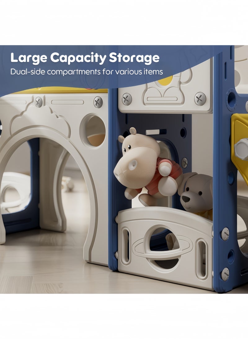 Amoyls 5 in 1 Kids Slide and Swing Set with Basketball Hoop Storage Telescope Indoor Outdoor Toddler Playground  - Image 3