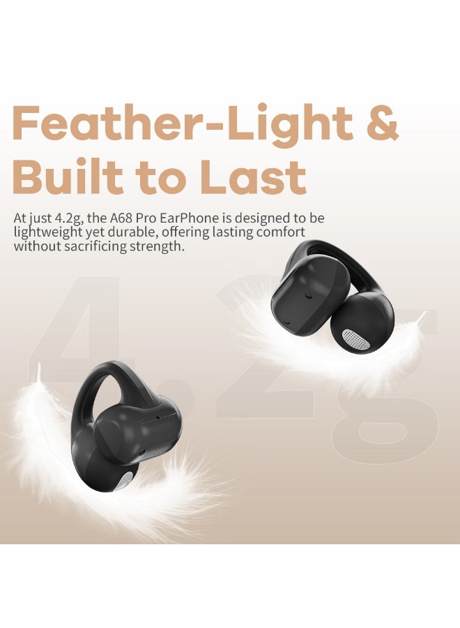 caijin Open-ear headphones, Bluetooth earbuds, clip-on design with 4 noise-canceling microphones, 40-hour battery life, Bluetooth 6.0, IPX4, comfortable, secure fit, ideal for sports, fitness, and driving - Image 4
