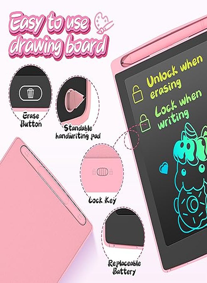 2 Pack LCD Writing Tablet 8.5inch with Bag - Colorful Screen Doodle Pad Drawing Board Learning Educational Toy (Pink)  - Image 2