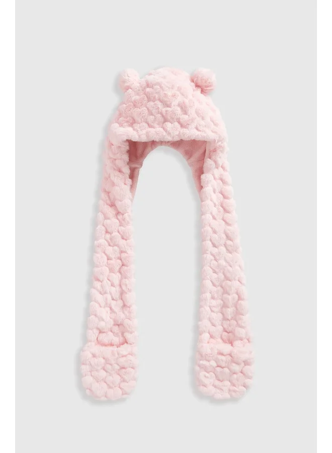 مذركير Pink Heart Hooded Scarf