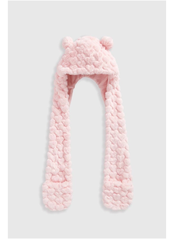mothercare وشاح بقلوب وردية مع غطاء رأس  - Image 1