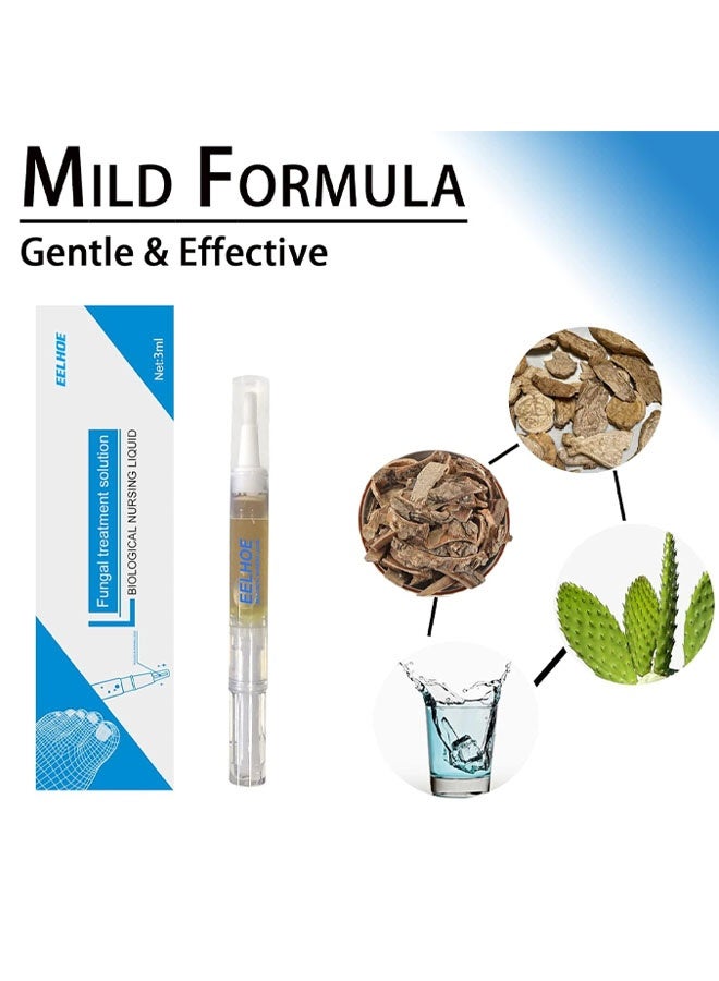 إيلهو محلول علاج فطري، قلم تصليح أظافر مضاد للفطريات، سائل عناية بفطريات الأظافر للعناية اليومية باليدين والقدمين، يرطب وينعم الأظافر السميكة، يصلح تلف الأظافر، 3 مل - Image 3