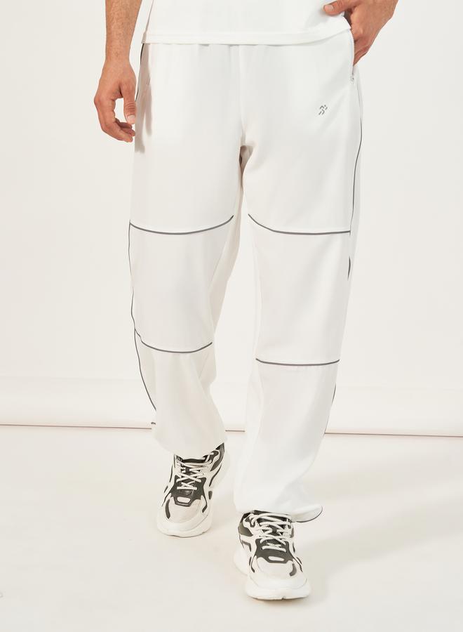 Styli 4-Way Stretch Woven Cargo Fit Training Track Pants with Contrast Piping Detail  - Image 1