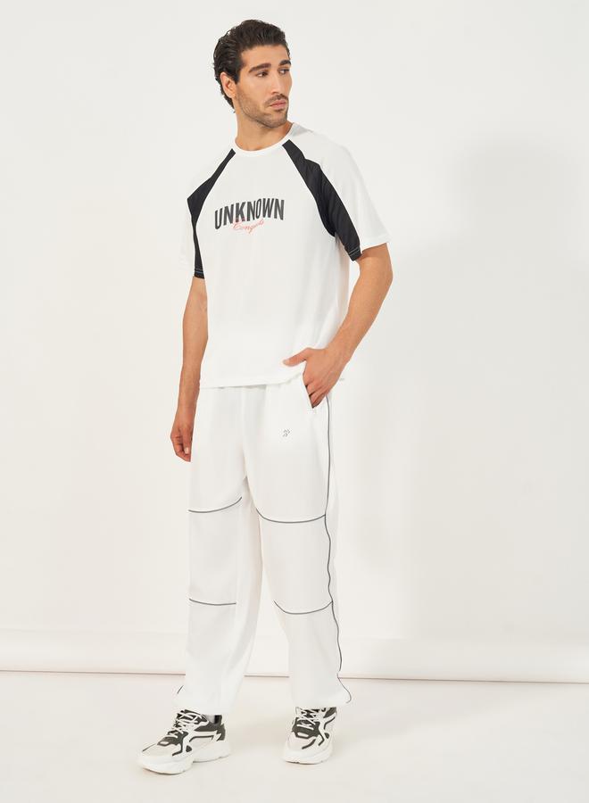 Styli 4-Way Stretch Woven Cargo Fit Training Track Pants with Contrast Piping Detail  - Image 2