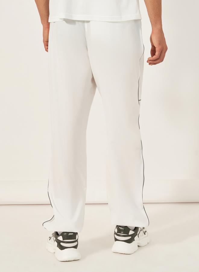 Styli 4-Way Stretch Woven Cargo Fit Training Track Pants with Contrast Piping Detail  - Image 4