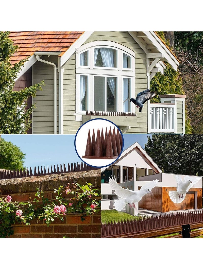 Bird Spikes 24 Pack Bird Deterrent Spikes for Small Birds Pigeon Squirrel Crow Cats Bird Defender Spikes for Outside to Keep Birds Away Plastic Fence Spikes for Railing and Roof