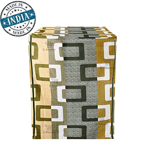 E-Retailer® Polyester Front Load Washing Machine Cover With Zip Enclosure Suitable For 5kg to 8kg (Color-Geometric Green, Size-23x23x35) - Image 5
