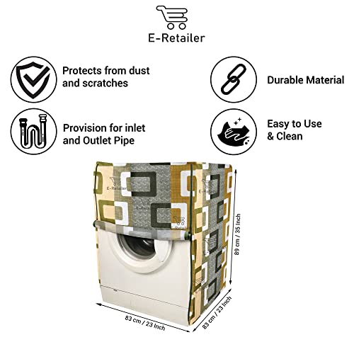 E-Retailer® Polyester Front Load Washing Machine Cover With Zip Enclosure Suitable For 5kg to 8kg (Color-Geometric Green, Size-23x23x35) - Image 3