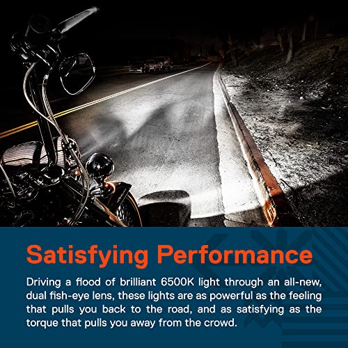 ONLINE LED STORE TRUE MODS 2pc Black 4.5" LED Passing Fog Lights for Harley Davidson Motorcycles [WHITE HALO DRL & AMBER Turn Signals] [Advanced Dual Fish-Eye Lens] [6500K Cold White] Driving Lamps for Harley Bikes - Image 2