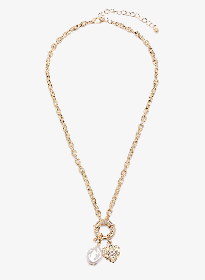 ELLA Gold Detail Necklace With Charms - Image 2