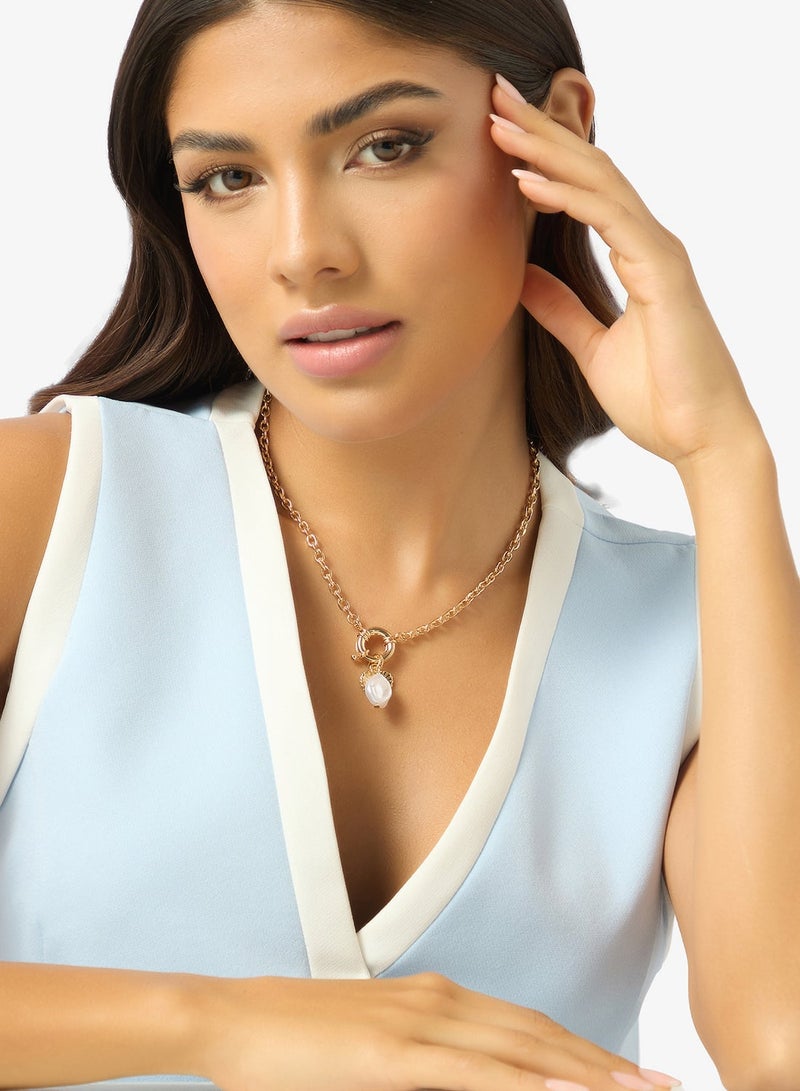 ELLA Gold Detail Necklace With Charms - Image 1