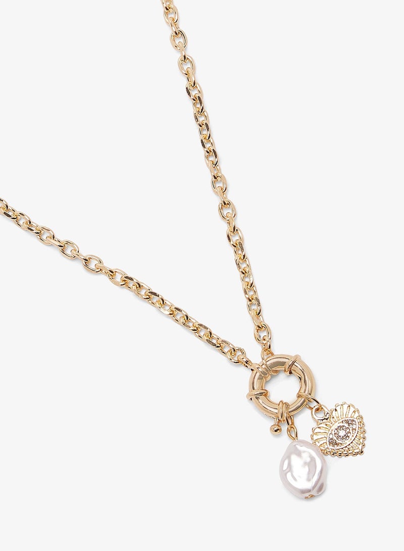 ELLA Gold Detail Necklace With Charms - Image 3