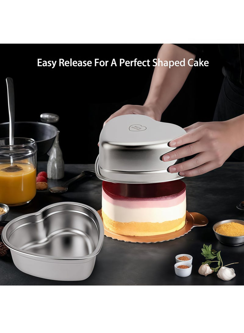 قالب كيك على شكل قلب 4 بوصات / 6 بوصات / 8 بوصات من الفولاذ المقاوم للصدأ قالب كيك على شكل قلب قالب كيك الجبن لعيد الحب أدوات خبز مريحة لحفلات الزفاف - Image 3