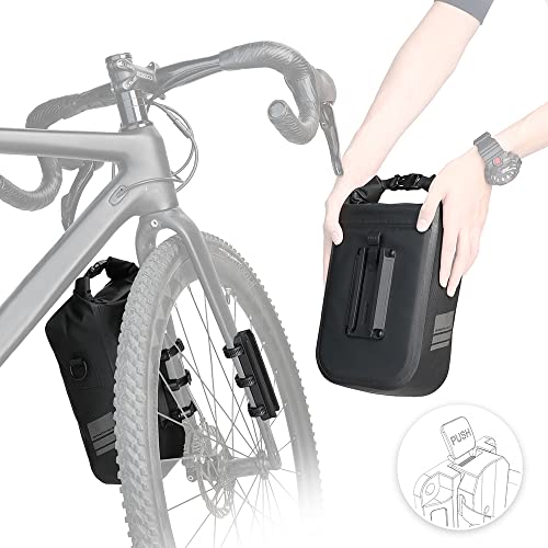 Rhinowalk Bike front fork Waterproof bag Bike Pannier Bag Saddle Bag Fork Bag Rack Bicycle Bag Shoulder Bag 4L for E-Scooter Mountain Bike Accessories -Black - Image 3