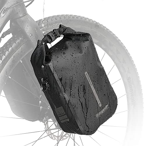 Rhinowalk Bike front fork Waterproof bag Bike Pannier Bag Saddle Bag Fork Bag Rack Bicycle Bag Shoulder Bag 4L for E-Scooter Mountain Bike Accessories -Black - Image 1