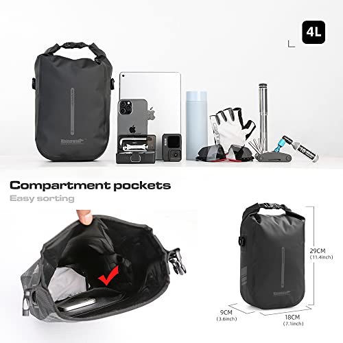 Rhinowalk Bike front fork Waterproof bag Bike Pannier Bag Saddle Bag Fork Bag Rack Bicycle Bag Shoulder Bag 4L for E-Scooter Mountain Bike Accessories -Black - Image 5