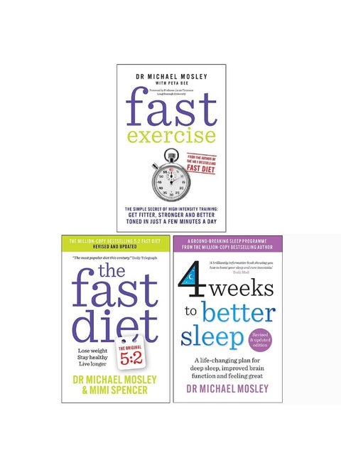 Michael Mosley 3 Books Collection Set (Fast Exercise, The Fast Diet, Fast Asleep)