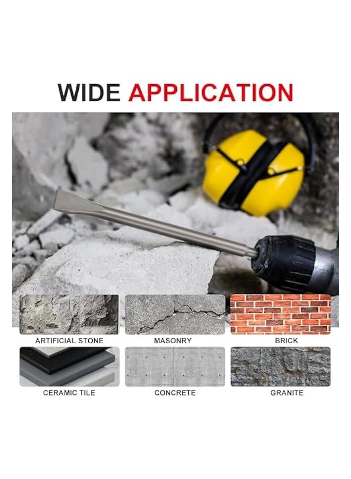 PROMASS Chisel Set for Rotary Hammer Drills, 3PC Concrete Masonry Drill Bit Set, Includes Point, Flat, and Scaling Chisels, 40CR Steel Bits for Masonry, Concrete, Tile Removal, with Storage Case  - Image 5