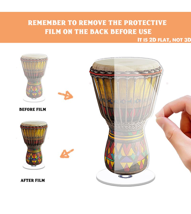 Model A 2D Flat Rotating Acrylic Ornament Stress Relief Djembe Drum Meditation Home Office - Image 2