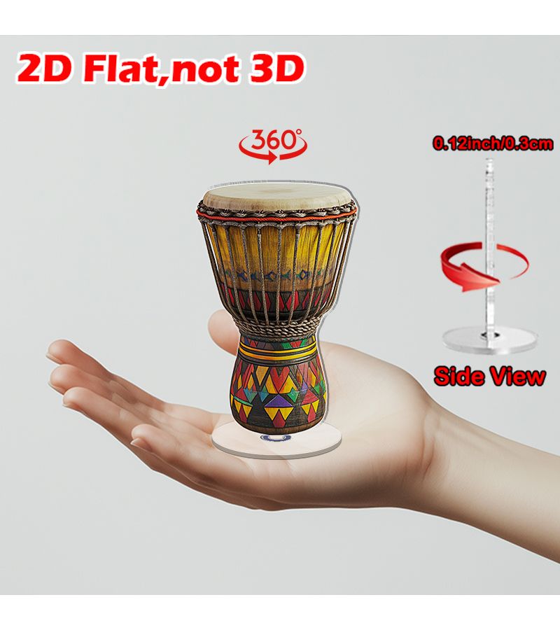 Model A 2D Flat Rotating Acrylic Ornament Stress Relief Djembe Drum Meditation Home Office - Image 4