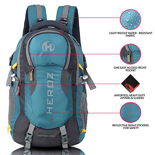 HEROZ Hammer Unisex Nylon 45 L Travel Laptop Backpack Water Resistant Slim Durable Fits Up to 17.3 Inch Laptop Notebook (ALL) (Grey & A. Blue 212) - Image 4