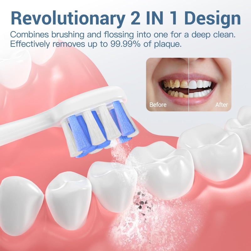 Marchpower Upgraded 2-in-1 Electric Toothbrush with Water Flosser, Ultrasonic Cleaning & 3+4 Smart Modes, Portable Oral Irrigator with Point-Jet, Rechargeable IPX7 Waterproof for Home & Travel Use - Image 3
