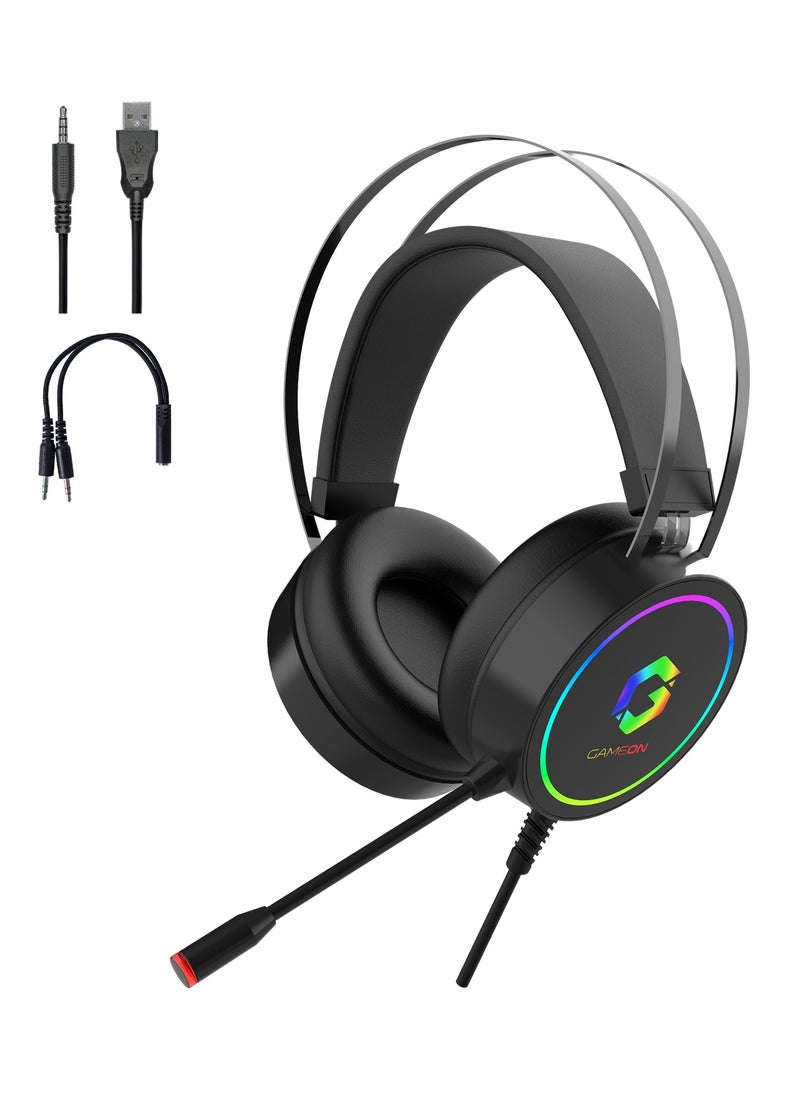 جايم أون سماعات الألعاب GAMEON Thunderstrike GOT200A RGB المتوافقة مع PS4 و PS5 و XBOX ONE و PC مع توصيل USB  - Image 1