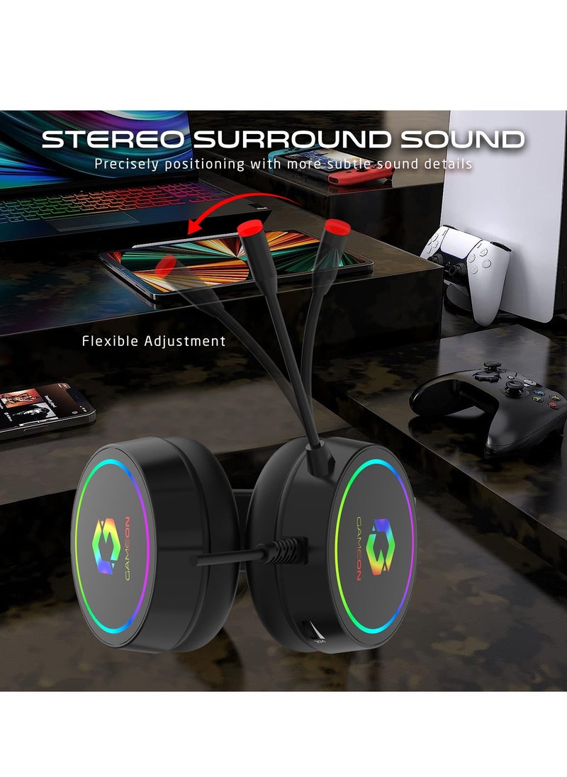سماعات الألعاب GAMEON Thunderstrike GOT200A RGB المتوافقة مع PS4 و PS5 و XBOX ONE و PC مع توصيل USB