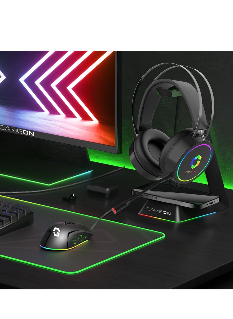سماعات الألعاب GAMEON Thunderstrike GOT200A RGB المتوافقة مع PS4 و PS5 و XBOX ONE و PC مع توصيل USB