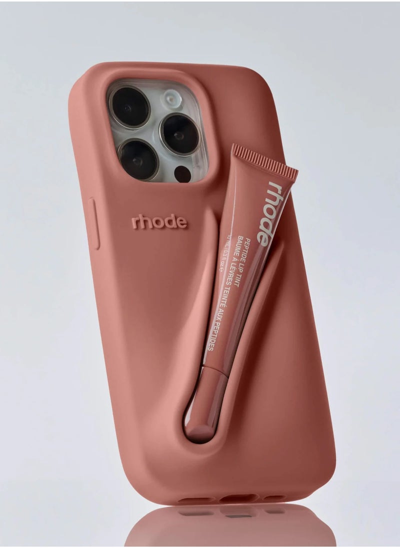 rhode Silicone lip holder for mobile phones, lip gloss phone case, phone case lip holder, iPhone back mount lip holder (with lip gloss, Toast） 